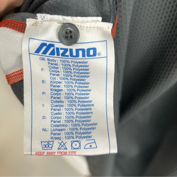 Mizuno Dry Lite Performance Polo Short Sleeve Shirt Collared Grey Orange Men’s L - Picture 14 of 16